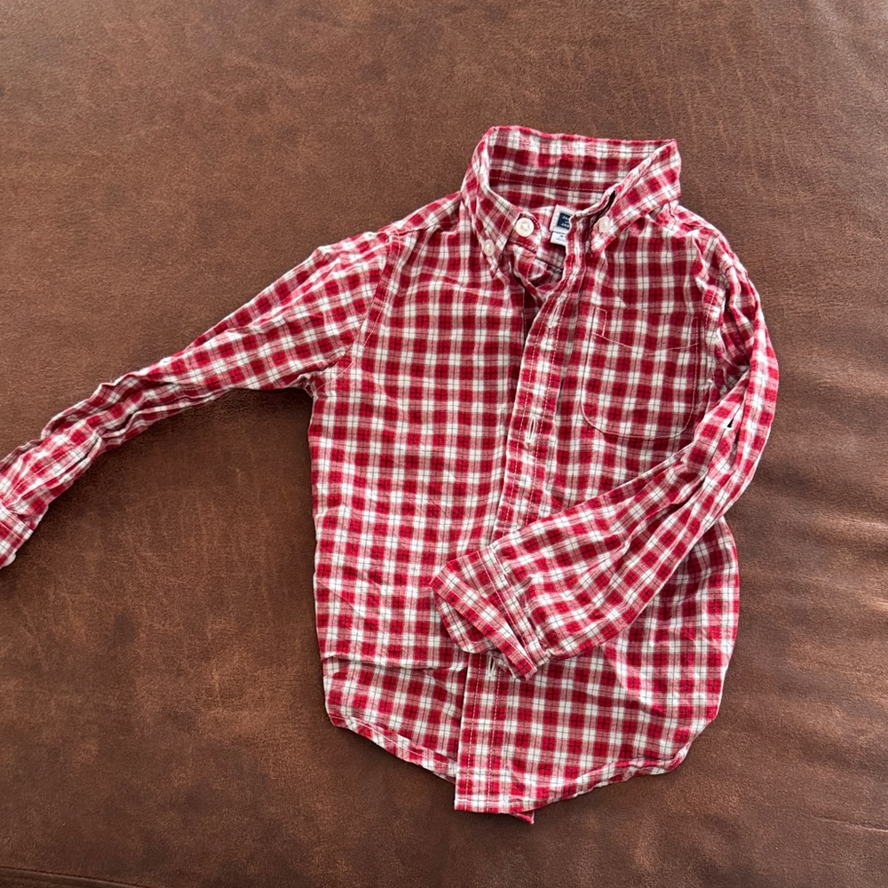 Janie and Jack Red Checkered Button Down Shirt